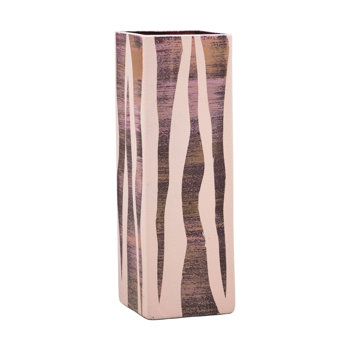 Handpainted Square Glass Vase for Flowers | Painted Art Glass Square Vase | Interior Design Home Decor | Table vase 12 inch | 6360/300/sh103.5