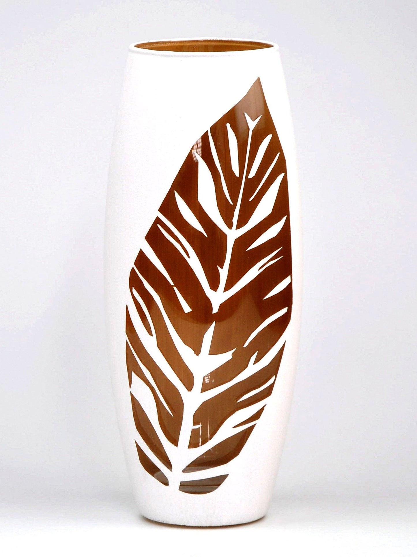White Painted Art Glass Oval Vase for Flowers | Interior Design | Home Decor | Table vase 10 inch | 7736/250/sh115
